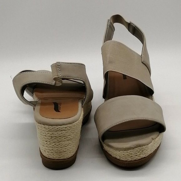 Maurices Womens Sandal Farah Gray Espadrille Stretch Ankle Strap Wedge Heel 11 - Picture 3 of 10